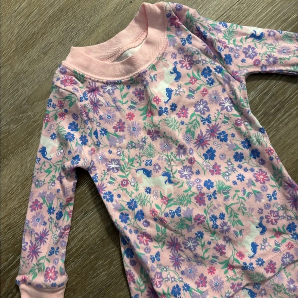 Wonder Nation Floral/ Unicorn Pink Kids Pajamas Sz 12M